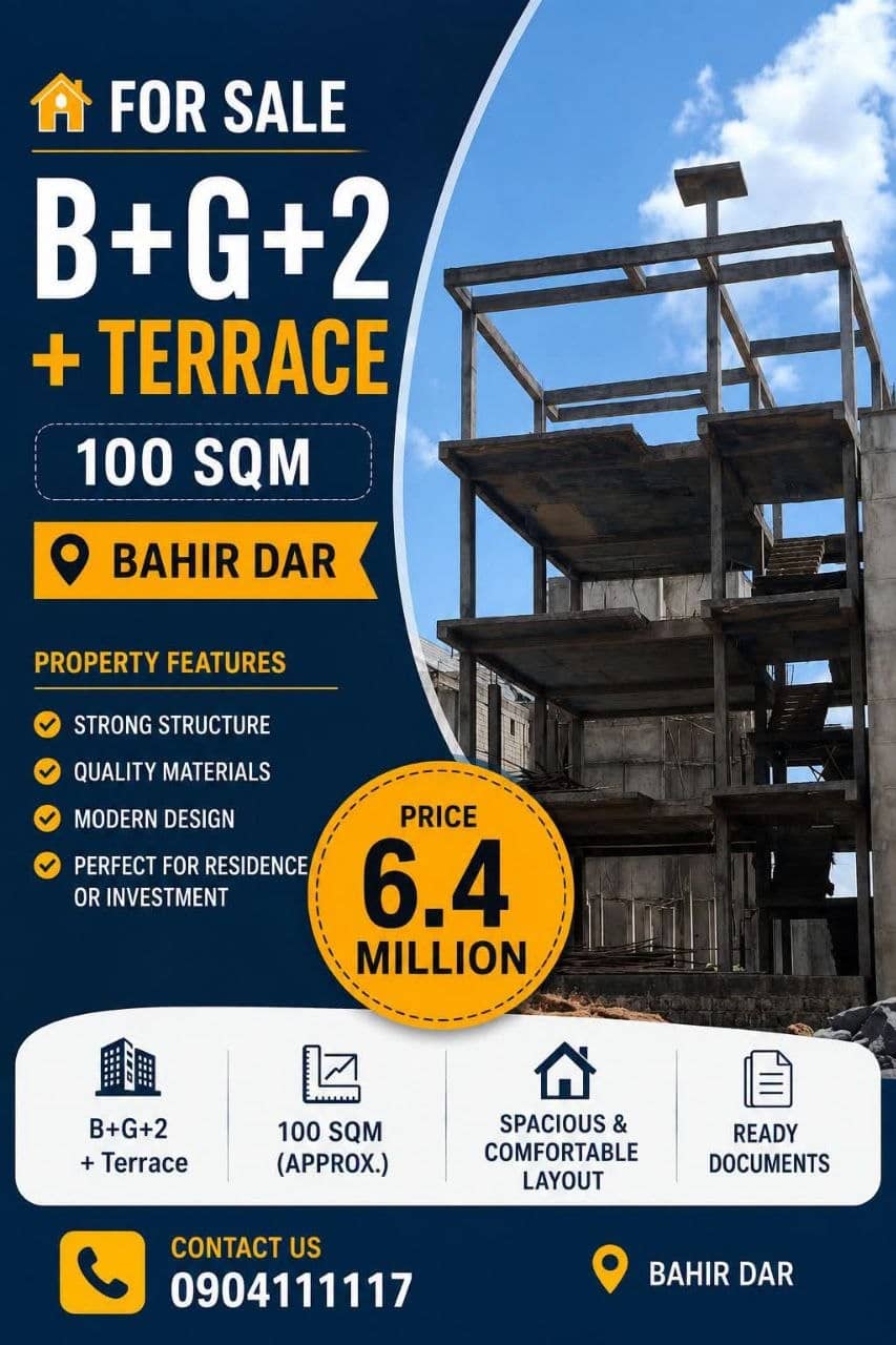 ባህርዳር ቀበሌ 14 - B+G+2+Terrace ቤት ለሽያጭ
