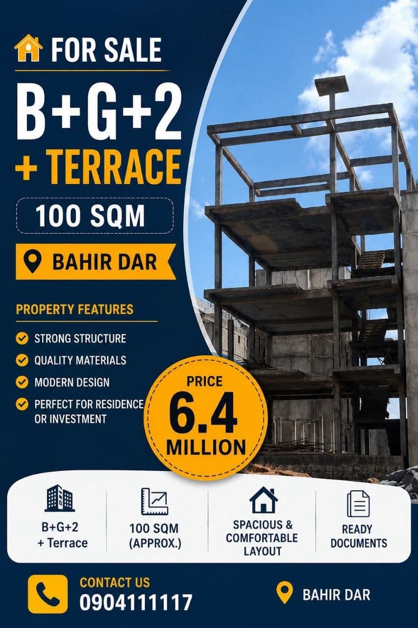 ባህርዳር ቀበሌ 14 - B+G+2+Terrace ቤት ለሽያጭ — 1