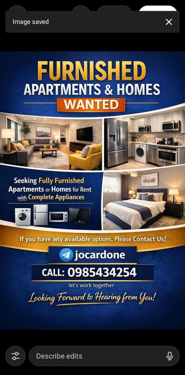 Seeking Furnished Apartment or Home for Rent — 1